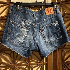 Levi's 501 Distressed Dark Blue Denim Cutoff Shorts size 26
